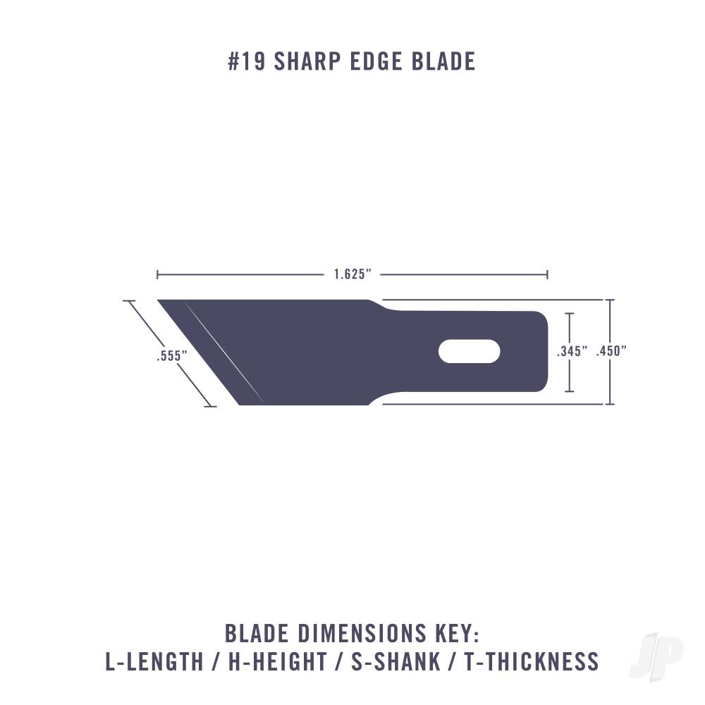 #19 Angled Edge Blade, Shank 0.345" (0.88 cm) (5 pcs) (Carded) - Gallery Image 2