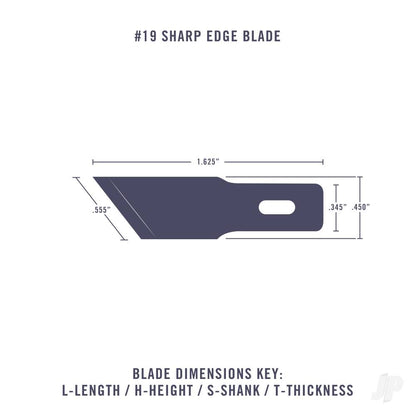 #19 Angled Edge Blade, Shank 0.345" (0.88 cm) (5 pcs) (Carded) - Gallery Image 2